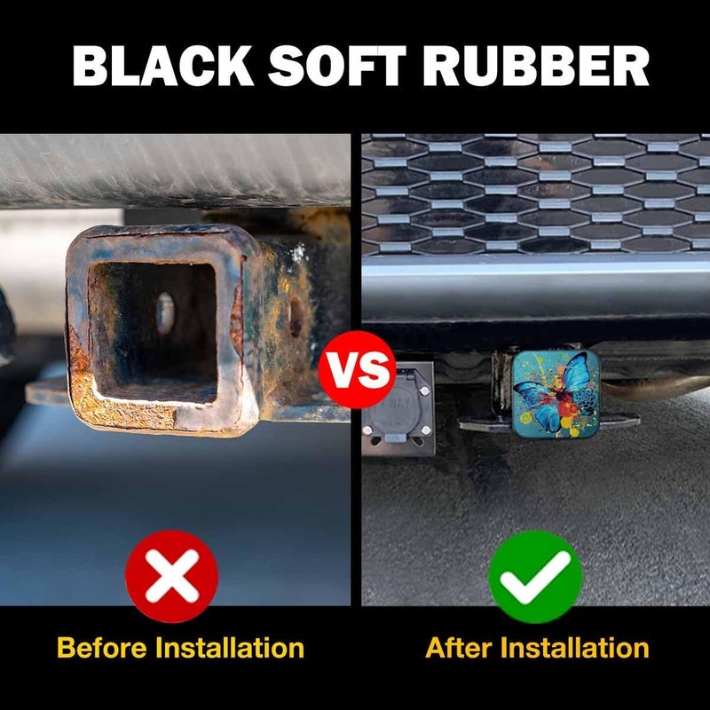 Beabes Butterfly Receiver Hitch Tube Cover Abstract Rainbow Butterfly Floral Car Rear Trailer Hitch Covers, Anti-Loss Rubber Hitch Cover Plug Caps Fits 2 Inch Auto Truck Receivers - Image 5